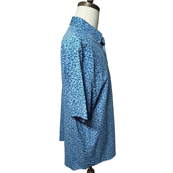 Southern Tide Shirt Mens XL Blue Geometric Nylon Stretch Short Sleeve Beachy - Picture 6 of 10